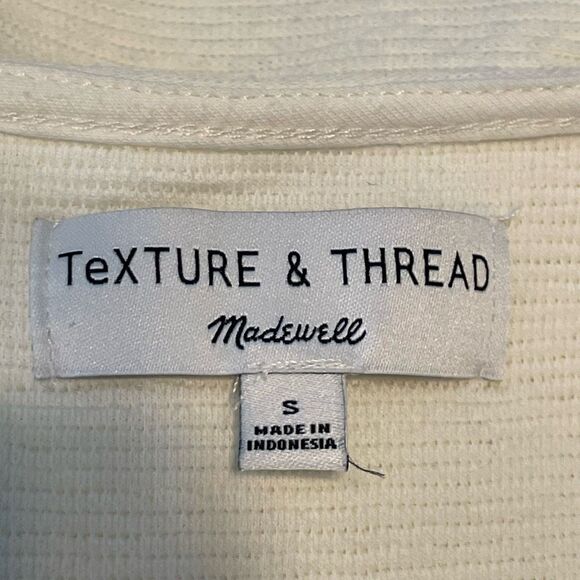 Madewell Texture & Thread Textured Tie-Front Top Ivory Knit Long-Sleeve V-Neck S - Picture 8 of 10